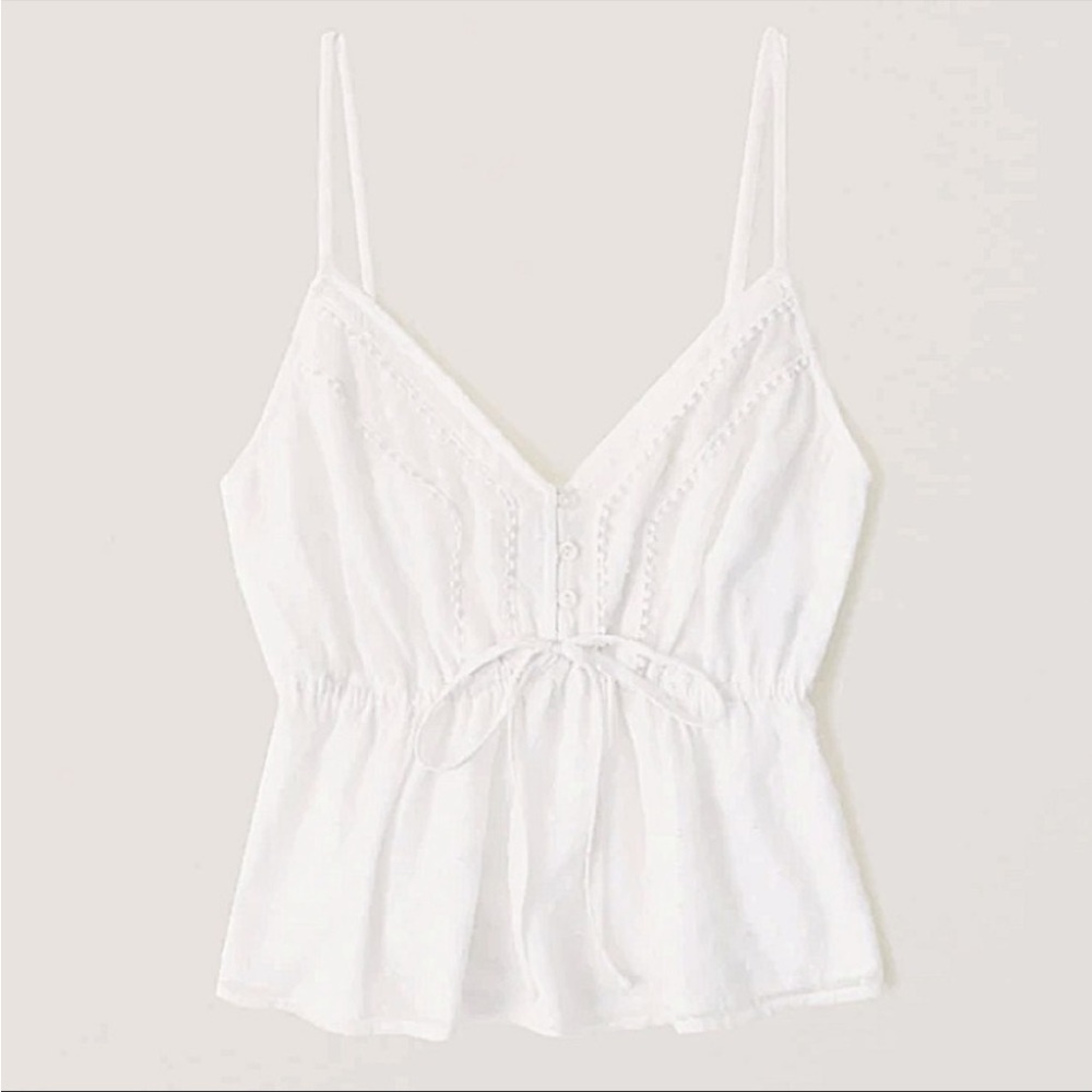 A&F Cropped White Tank with Ties